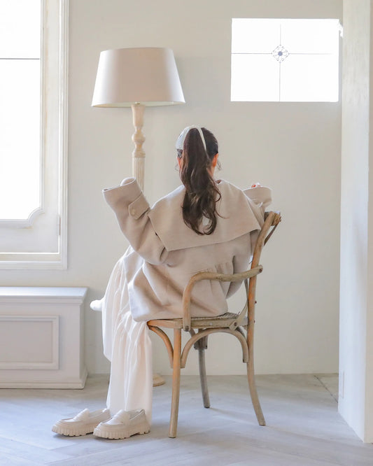 big collar over coat【natural beige】