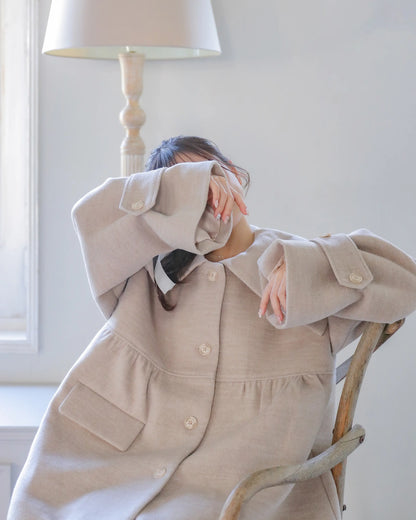 big collar over coat【natural beige】