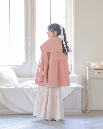big collar over coat【dull pink】