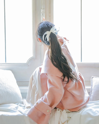 big collar over coat【dull pink】