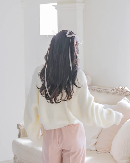 mohair short cardigan【marshmallow white】