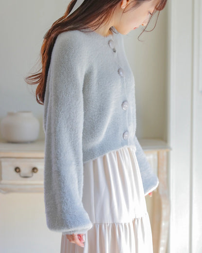 mohair short cardigan【soft gray】