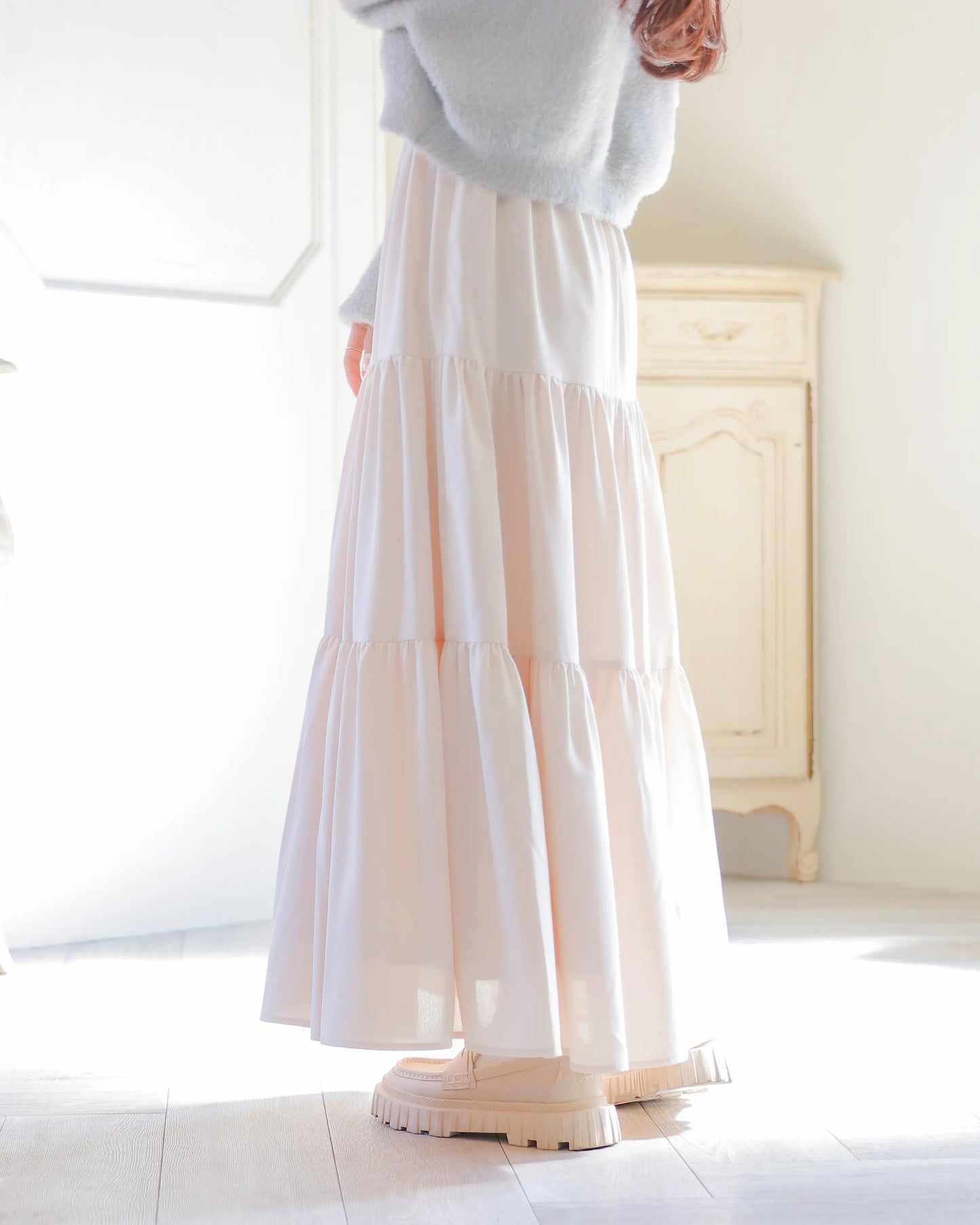 tiered chiffon skirt【sheep ivory】