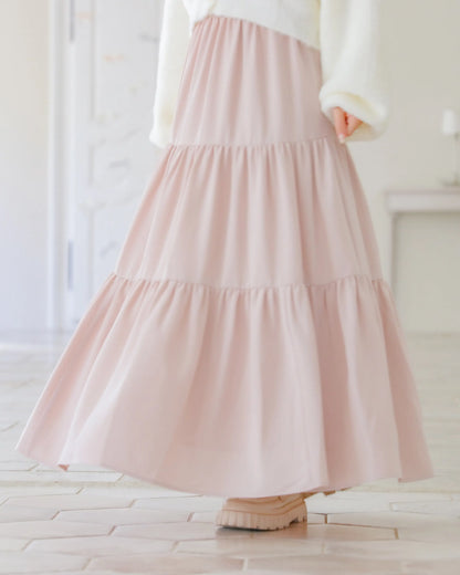 tiered chiffon skirt【pink beige】
