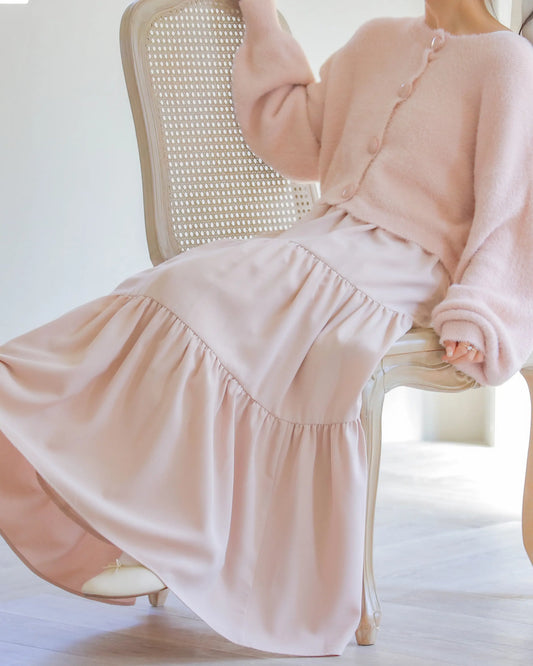 tiered chiffon skirt【pink beige】