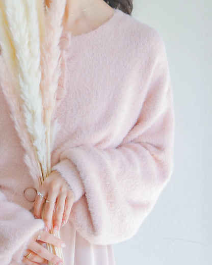 mohair short cardigan【umm pink】