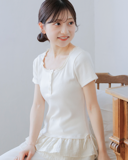 ruffled hem t-shirt