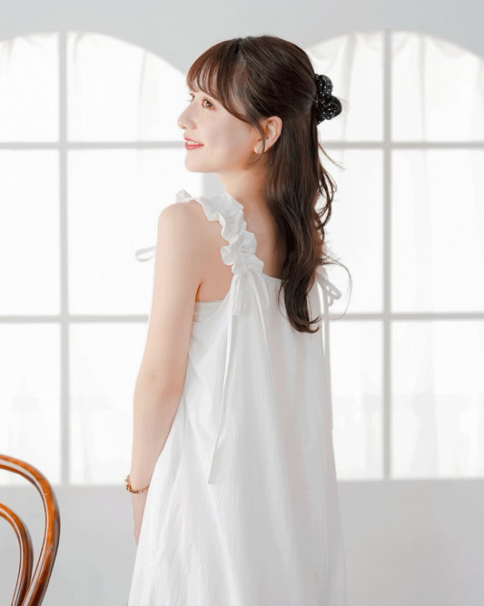 Gathered Ribbon strap Dress