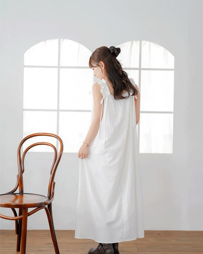 Gathered Ribbon strap Dress