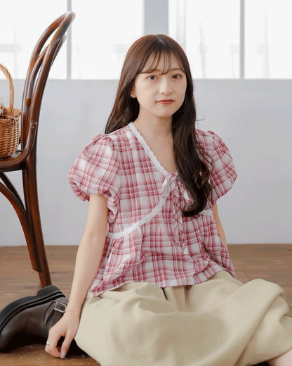 Ribbon Check Blouse