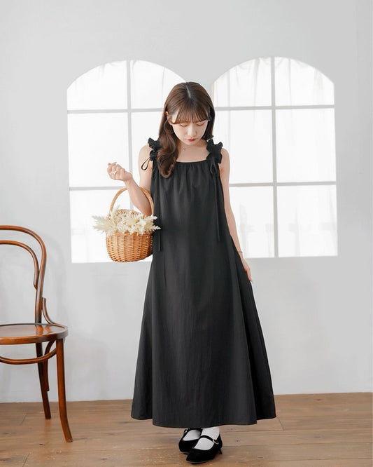 Gathered Ribbon strap Dress