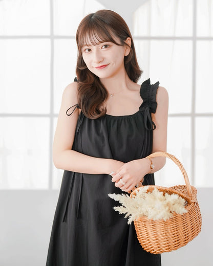 Gathered Ribbon strap Dress