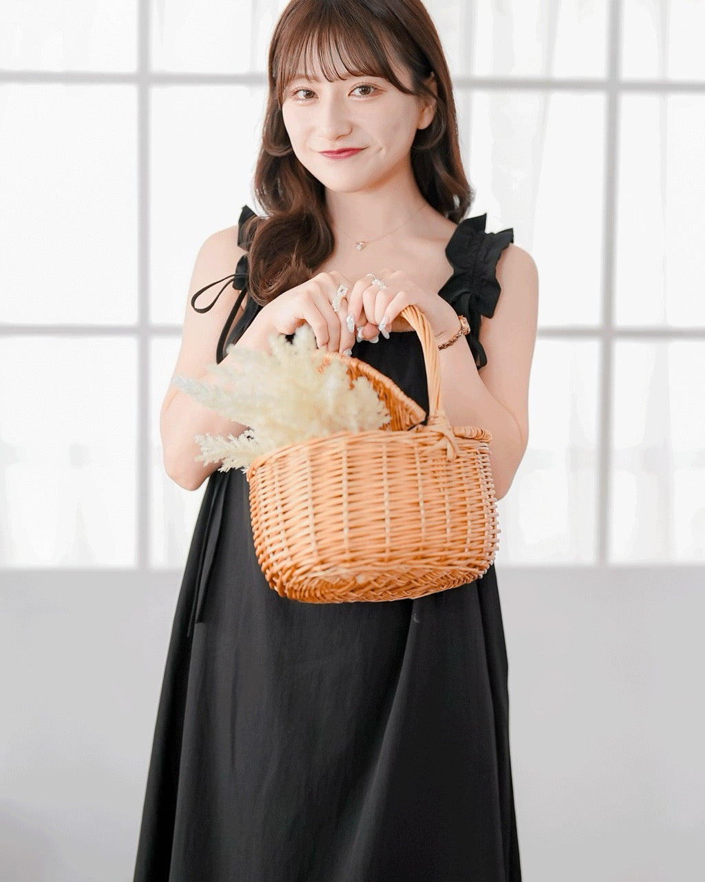 Gathered Ribbon strap Dress