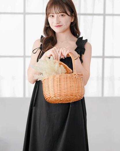 Gathered Ribbon strap Dress