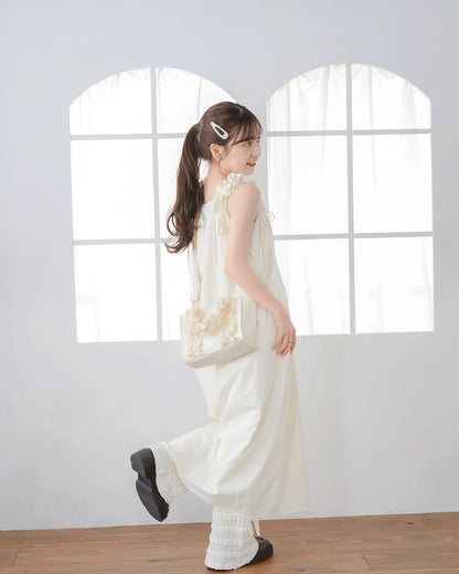 Gathered Ribbon strap Dress