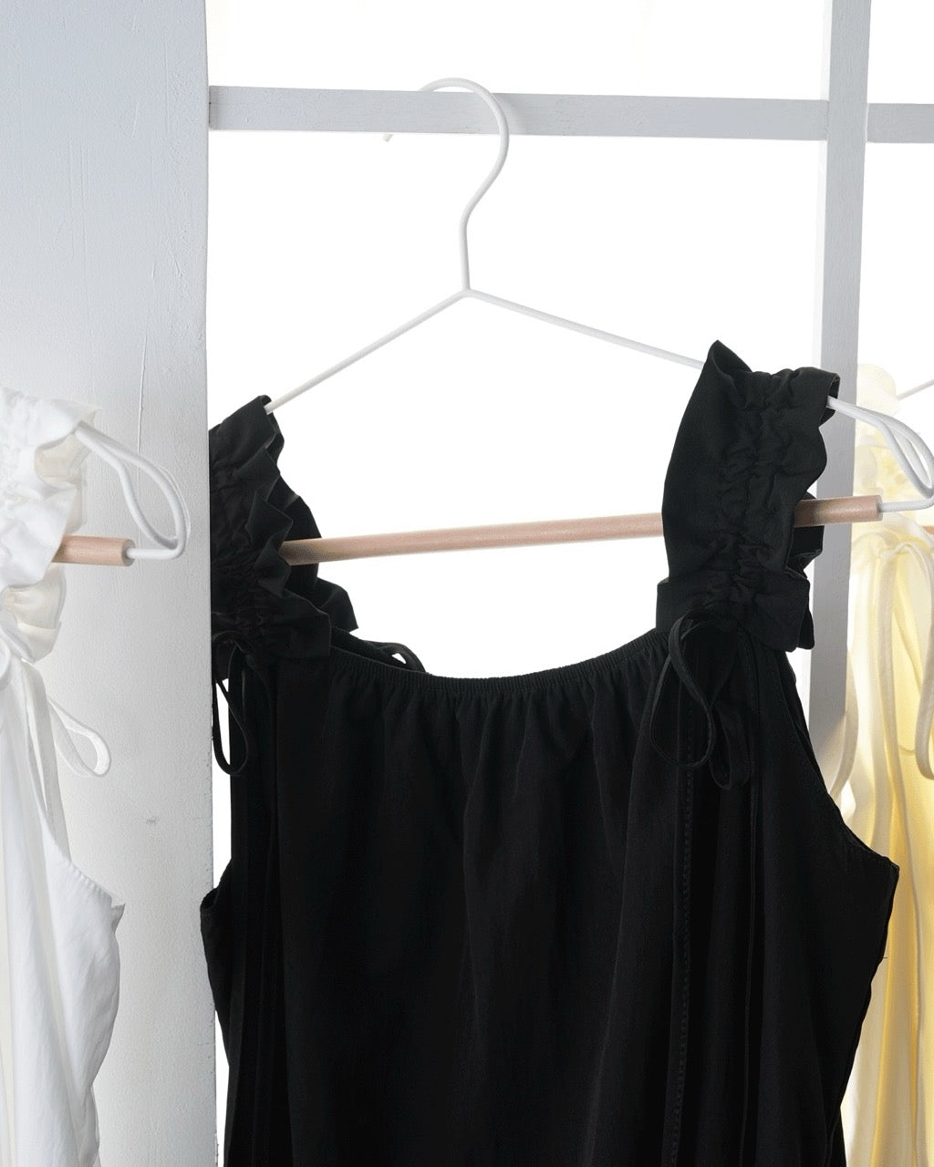 Gathered Ribbon strap Dress