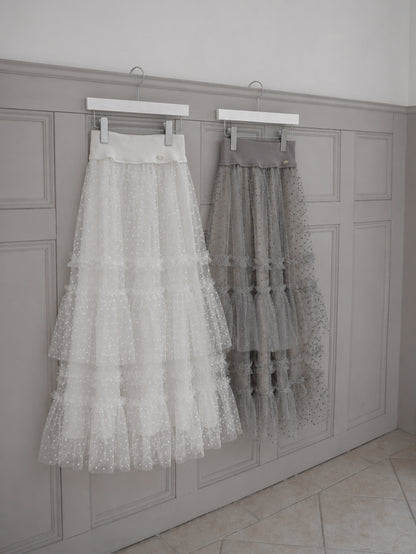【6/17 20:00 発売】Dot tulle tiered skirt