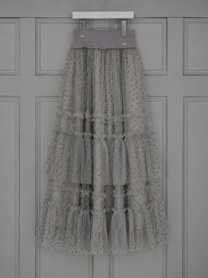 【6/17 20:00 発売】Dot tulle tiered skirt