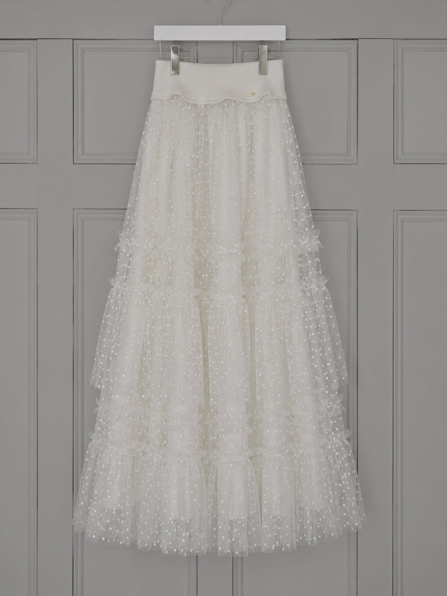 【6/17 20:00 発売】Dot tulle tiered skirt