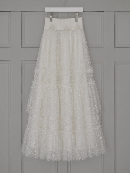 【6/17 20:00 発売】Dot tulle tiered skirt